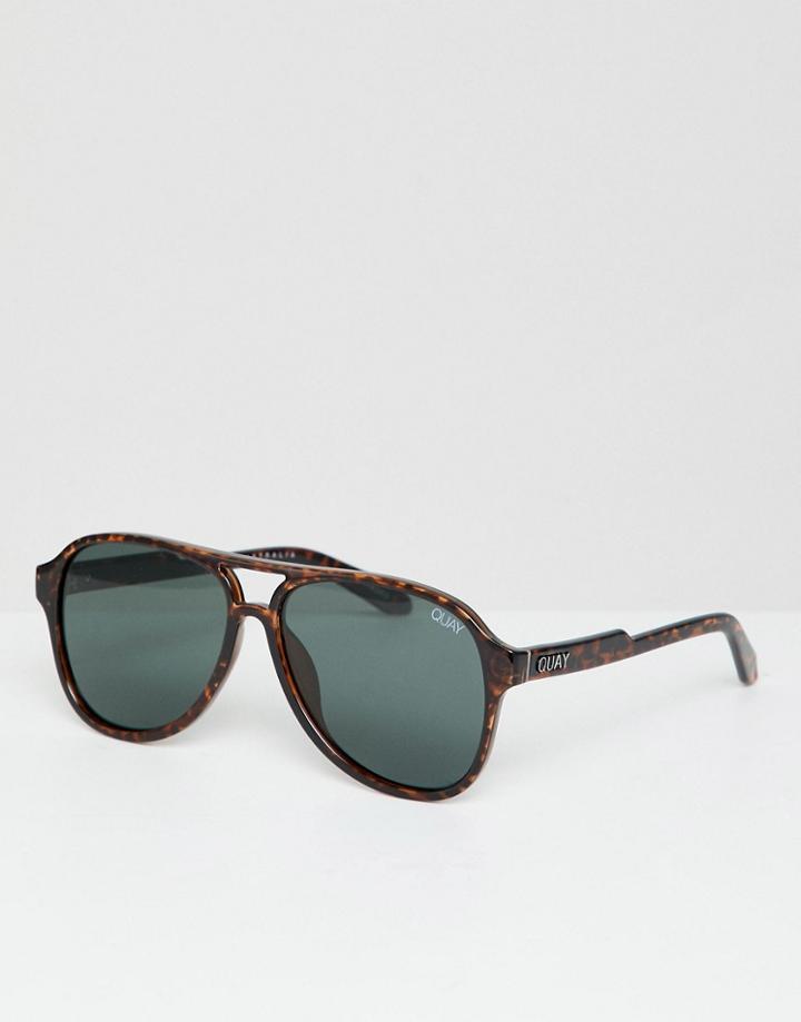 Quay Australia Magnetic Aviator Sunglasses In Tort - Brown