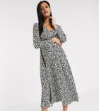 Asos Design Maternity Wrap Maxi Dress In Leopard Print-multi