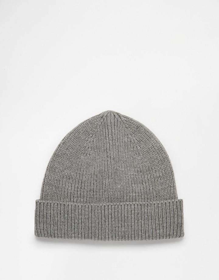 Asos Fisherman Beanie Hat In Gray - Gray