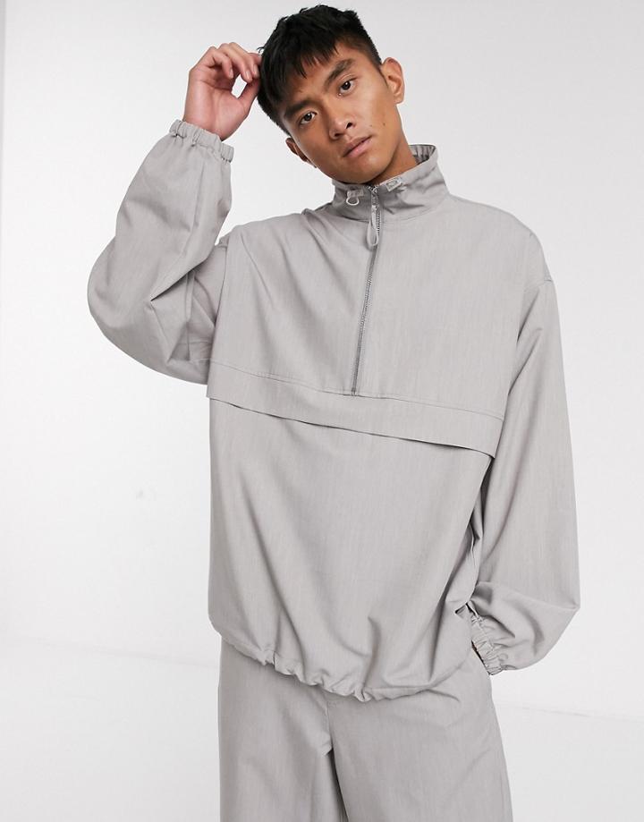 Asos White Two-piece Woven Tracksuit Top In Gray