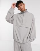 Asos White Two-piece Woven Tracksuit Top In Gray