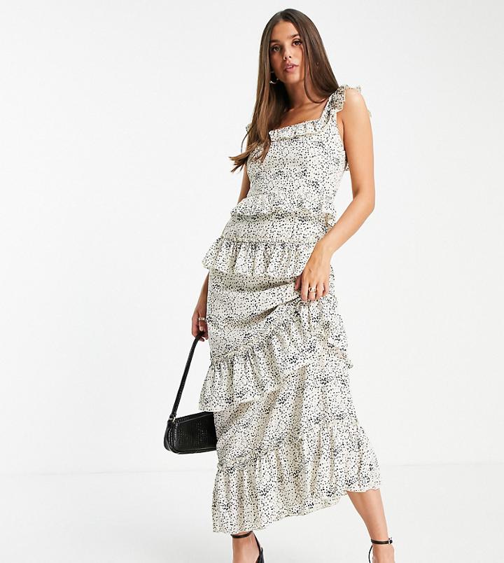 Missguided Tall Frill Detail Maxi Dress In White