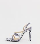 Truffle Collection Wide Fit Snake Print Strappy Stiletto Square Toe Heeled Sandals