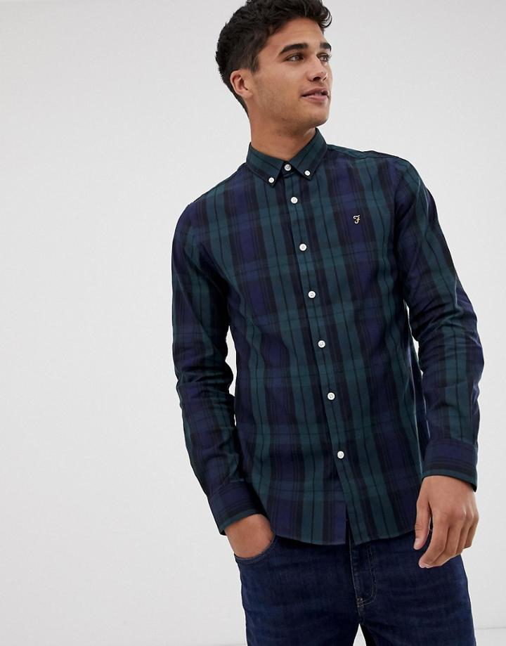 Farah Brewer Check Shirt In Blackwatch