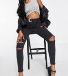 Parisian Tall Belted Skinny Jeans In Charcoal-grey