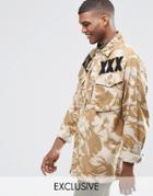 Reclaimed Vintage Camo Over Shirt With Patches - Sand