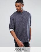 Asos Tall Oversized Paisley Print Shirt With Drop Shoulder - Gray