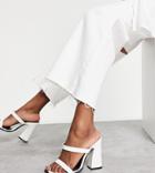 Raid Wide Fit Exclusive Megha Block Heeled Mules With Square Toe In Off White
