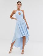 Club L Hi-lo Midi Dress With Key Hole Detail-blue