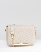 New Look Quilted Bag With Chain Strap - Gray