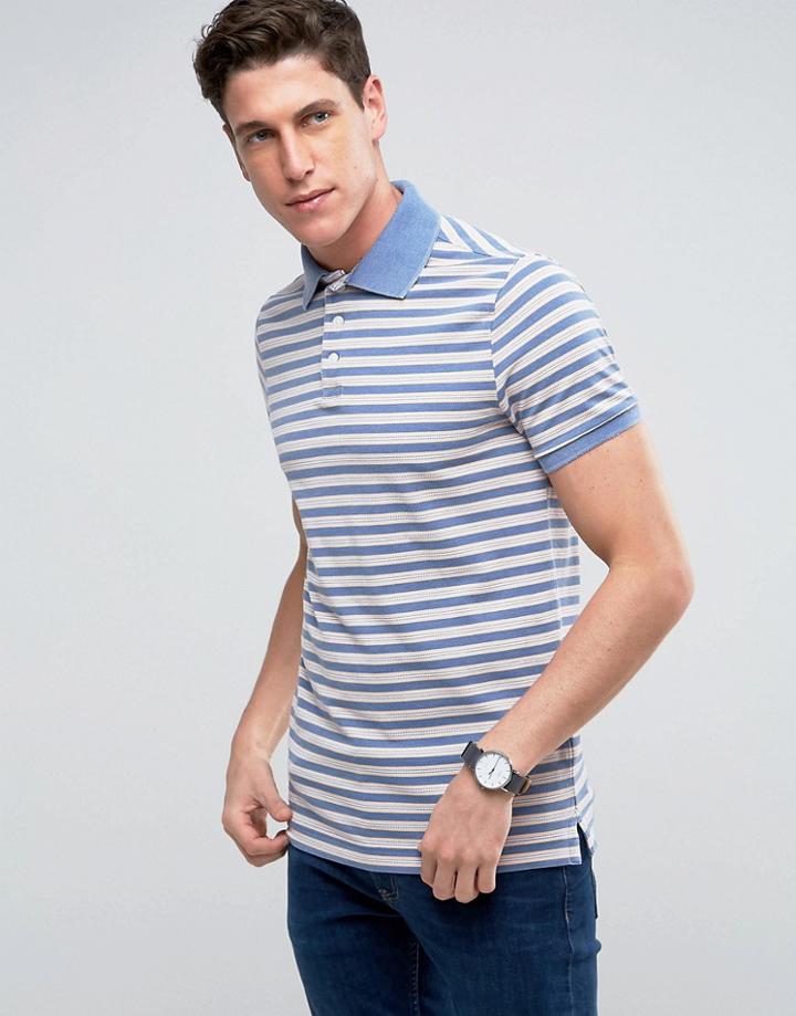 Abercrombie & Fitch Slim Fit Stripe Polo With Contrast Collar In Navy - Navy