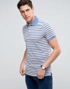 Abercrombie & Fitch Slim Fit Stripe Polo With Contrast Collar In Navy - Navy