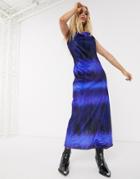 Asos Design Velvet Cami Maxi Dress In Blurred Stripe-multi