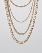 New Look Layered Chain Necklace - Gold