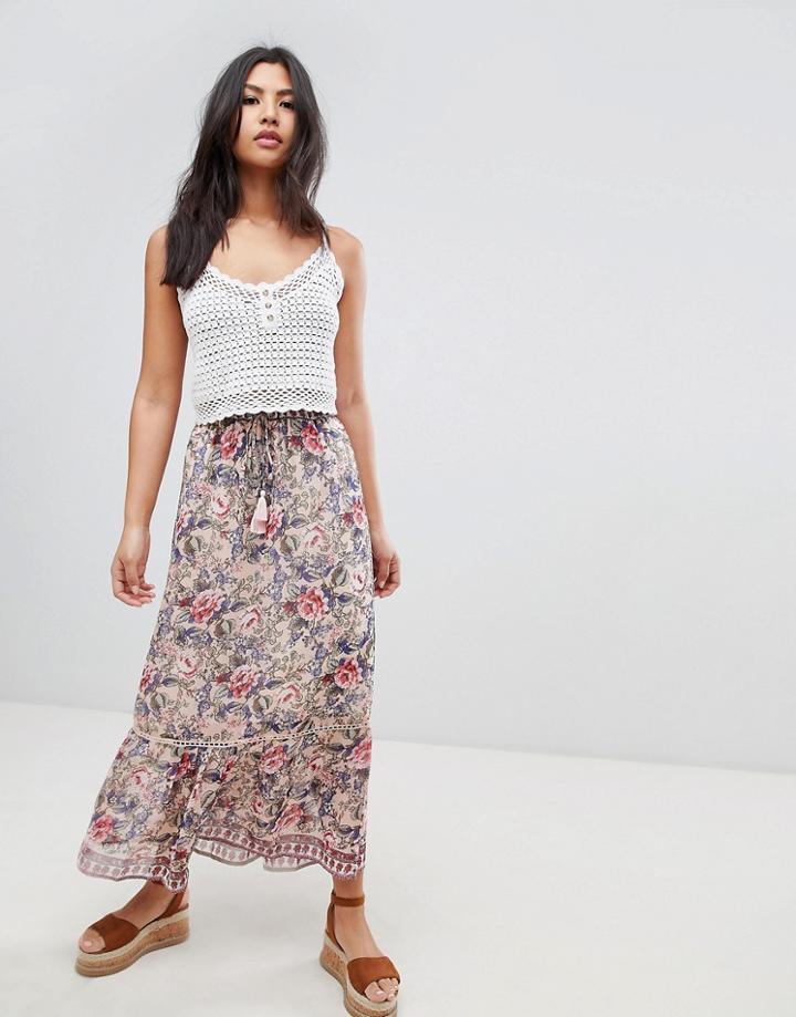 Raga Victoria Printed Maxi Skirt - Pink