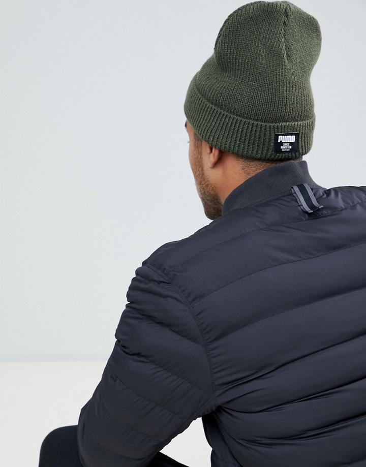 Puma Ribbed Classic Beanie In Khaki 02170904 - Green