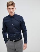 Moss London Skinny Smart Shirt In Navy With Stretch - Navy