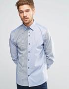 Dickens And Browne Mixed Stretch Hidden B/d L/s Shirt - Navy