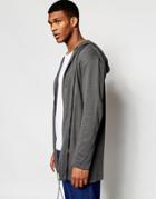 Asos Knitted Parka With Zip Front Detail - Charcoal