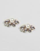 Limited Edition Occasion Faux Pearl Stud Earrings - Gold