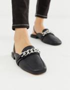 Asos Design Made Chain Detail Square Toe Loafers In Black - Black