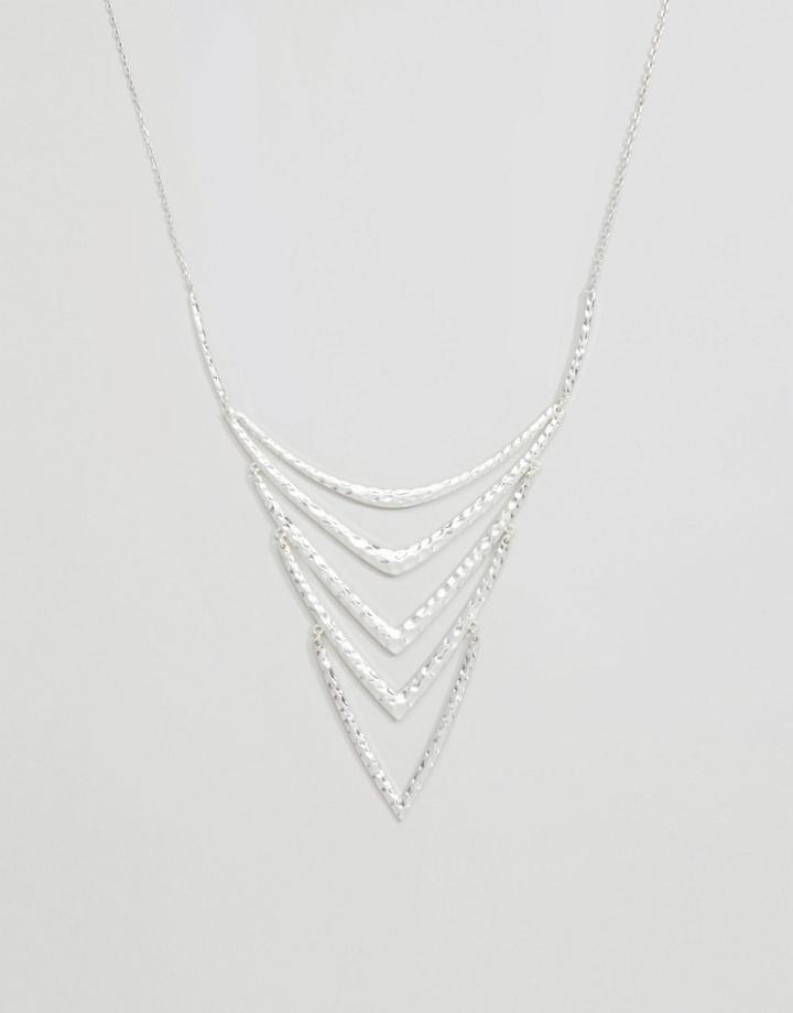 Pilgrim Multi Layered V Necklace - Silver