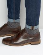 Asos Lace Up Shoes In Brown Leather - Brown