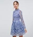 Chi Chi London Petite High Neck Mini Dress With Lace Back - Purple