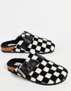 Asra Funky Clog Slippers In Mono Check-multi