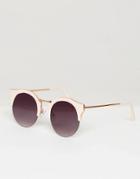 Asos Half Round Rose Gold Sunglasses With Flat Lens - Pink