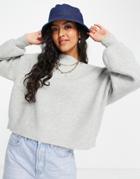 Miss Selfridge Long Sleeve Asymmetric Bardot Sweater In Gray-green