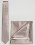Asos Wedding Tie And Pocket Square Pack In Taupe - Stone