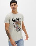 Solid Tiger Print T-shirt In Gray - Gray
