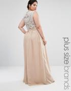 Lovedrobe Luxe Delicate Maxi Dress With Embellished Back - Beige