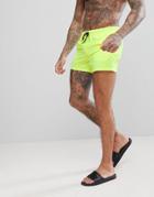 Asos Swim Shorts In Neon Yellow Short Length - Yellow