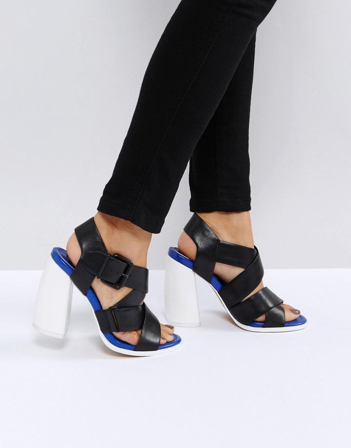 Asos White Tulipa Premium Leather Heeled Sandals - Black