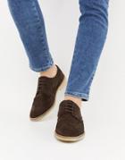 Asos Design Brogue Shoes In Brown Suede With Natural Sole