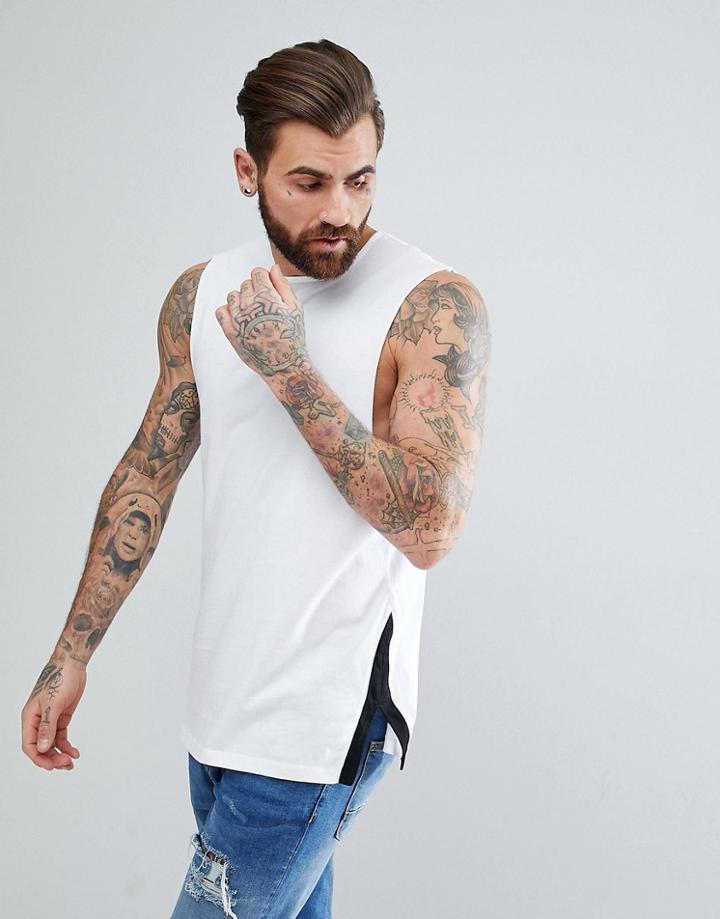 Asos Relaxed Tank With Contrast Side Splits - Multi