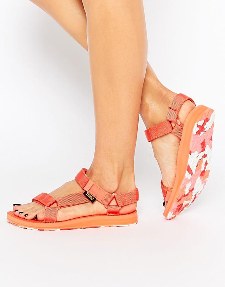 Teva Original Universal Marbled Coral Flat Sandals - Coral