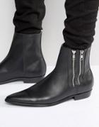 Religion Pistol Double Zip Leather Boots - Black
