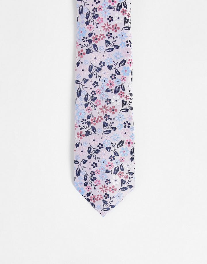 Asos Design Slim Tie In Multi Ditsy Floral