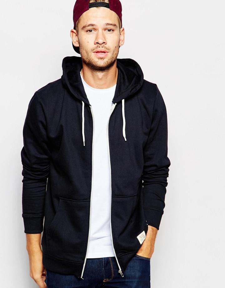 Blend Zipthru Hoodie Core In Black - Black