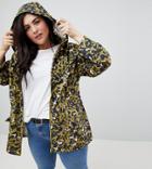 Brave Soul Plus Leona Rain Trench In Camo Leopard - Green