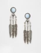 Asos Feather Swing Earrings - Turquoise