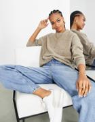 Asos Edition Crew Neck Sweater In Taupe-brown