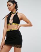 Jaded London Festival Bralette Top With Buckles Co-ord - Black
