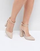 Truffle Collection Pointed Block Heels-beige