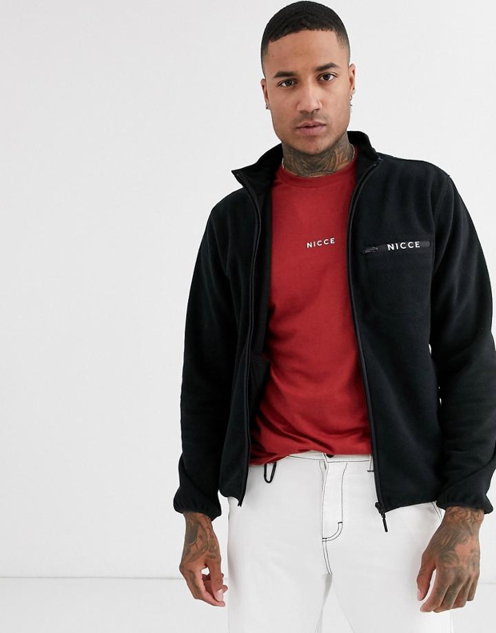 Nicce Zip Thru Jacket In Black Fleece