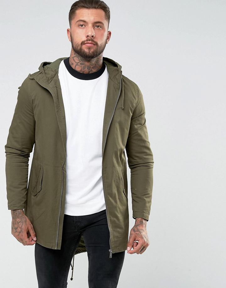 Yourturn Lightweight Parka In Khaki - Green