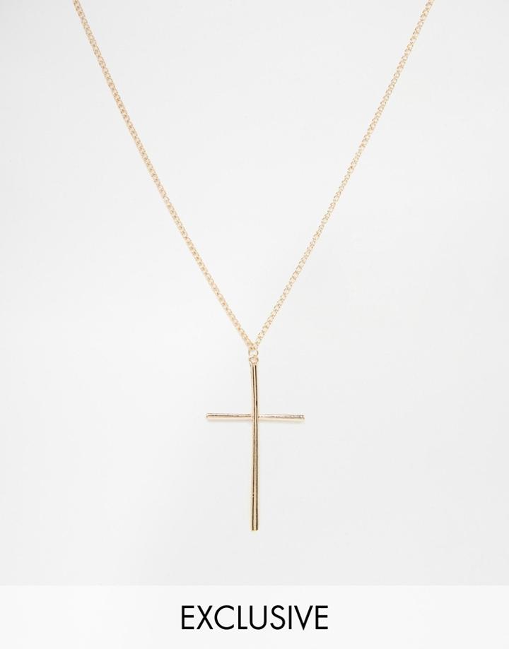 Reclaimed Vintage Cross Necklace - Gold
